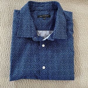 Britches Men’s 3XL Navy Short Sleeve Button Down Shirt Cotton Patterned Casual